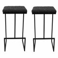 Payasadas Quincy Leather Bar Stools with Metal Frame Charcoal Black - Set of 2 PA3034425